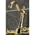 thumbnail image 3 of Kingston Brass KS2442AL Heritage Double-Handle Wall-Mount Bridge Kitchen Faucet, Polished Brass, 3 of 7