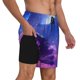thumbnail image 2 of Balery Dreamy Colorful Starry Sky Bañador para hombre, shorts de playa de secado rápido con entrepierna y forro de compresión-Small, 2 of 6