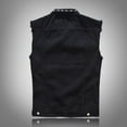 thumbnail image 5 of BiZtdJrK Men's Fashion Denim Vest Lapel Sleeveless Punk Jean Jacket Big and Tall Button Down Casual Vests with Rivets Black XXXXL, 5 of 9