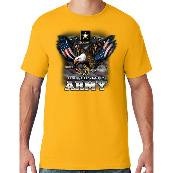 Mens US Army Patriotic Eagle T-shirt, Large Gold