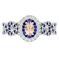 thumbnail image 2 of Dazzlingrock Collection 6X4mm Oval Morganite with Round Blue Sapphire & White Diamond Interweaving Double Halo Wedding Ring for Women in 10K White Gold, Size 6.5, 2 of 6