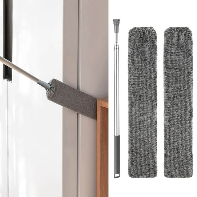Retractable Microfiber Long Flat Duster With Extendable Pole And Cloth Cover For Sofa Bed Furniture Bottom Ceiling Fan Blinds Replacement