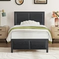 thumbnail image 4 of Taomika Platform Twin Size Bed Frame With Wood Headboard, Black Bed Frames, 4 of 12