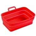 thumbnail image 1 of Silicone Baking Pan Foldable Fryer Pot Heighten Edge Dual Handle Design Reusable Fryer Liner Basket for Home Red, 1 of 5