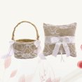thumbnail image 3 of 1 juego de cesta de lino para boda, almohada para anillos con lazo de encaje, decoración para anillos, suministros para bodas, 3 of 5
