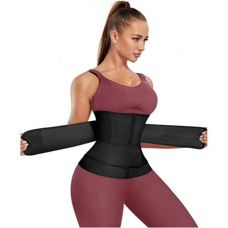 

Gotoly Women Waist Trainer Corset Cincher Belt Tummy Control Postpartum Body Shaper Sport Workout Girdle Slim Belly Band(Black Large)