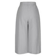 thumbnail image 5 of Yteetum Wide Leg Pants Woman Elastic High Waisted Drawstring Linen Cropped Pants Womens Casual Solid Cotton Linen Loose Fitting Comfy Lightweight Straight Leg Pants with Pockets, 5 of 7