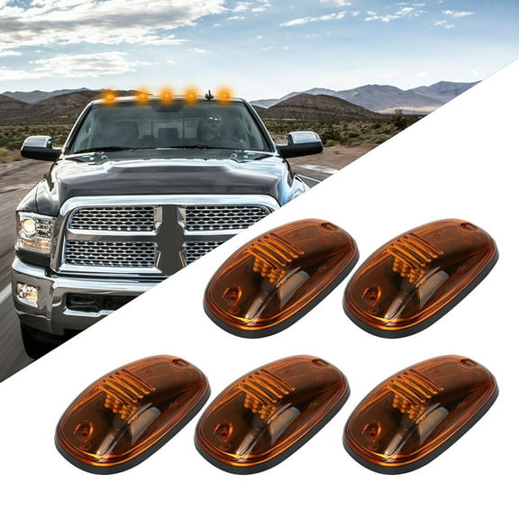 SCITOO fit for 2003-2016 Dodge Ram 1500 2500 3500 4500 5500 Amber LED Cab Lights Cab Roof Running Top Clearance Marker Assembly with 5pcs Amber Cab Marker Light Cover