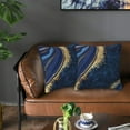 thumbnail image 5 of Navy Blue and Gold Marble Throw Pillow Cover 18x18 Inch Cushion Modern Farmhouse Pillow Covers Soft Pillow Cases Decor for Couch Sofa Living Room Bedroom Outdoor Home Gift Set of 2, 5 of 6