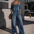 thumbnail image 5 of Edvintorg Denim Jumpsuit for Women Plus Size Adjustable Straps Long Sleeve Loose Casual Jean Jumpsuits Women's Clothes S-3XL Blue, 5 of 8