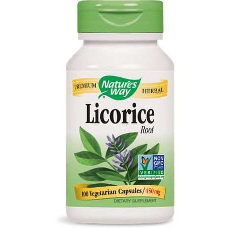 - Nature's Way Licorice Root 450 mg Non-GMO Project, Tru-ID? Certified, 100 Ct