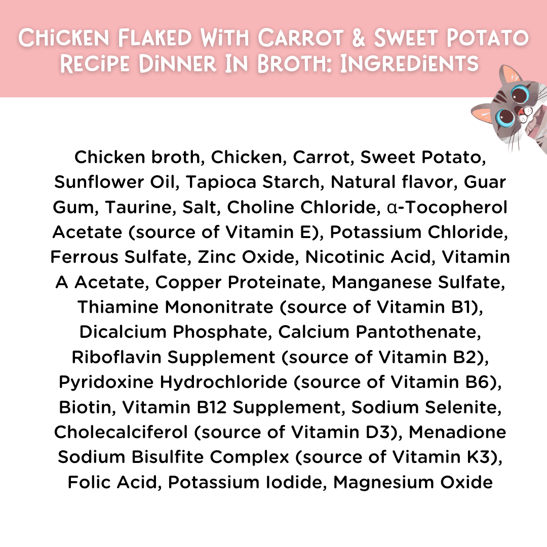 (24 pack) Love, Nala Chicken Flaked with Sweet Potato & Carrot Recipe in Broth Adult Wet Cat Food