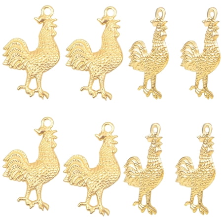 50 Pieces Golden Rooster Chicken Pendant Charms Alloy Farm Animal Figures Cock-shaped Dangle Pendants Craft Supplies for DIY Bracelets Necklaces Jewelry Making Findings