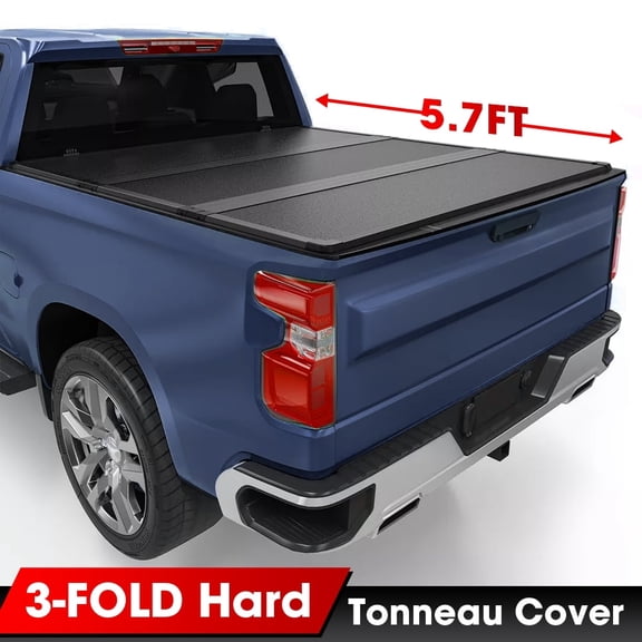 5.7ft Hard Folding Truck Bed Tonneau Cover Compatiable with Dodge Ram 1500 Classic&New(2009-2026) Short Box w/o Rambox, Tri Fold Style