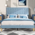 thumbnail image 2 of BTMWAY Upholstered Queen Bed, Blue Upholstered Fabric Platform Bed Frame with Headboard, No Box Spring Needed, Modern Queen Size Bed Frame for Kids Teens Adults, 600lbs Capacity, 2 of 9