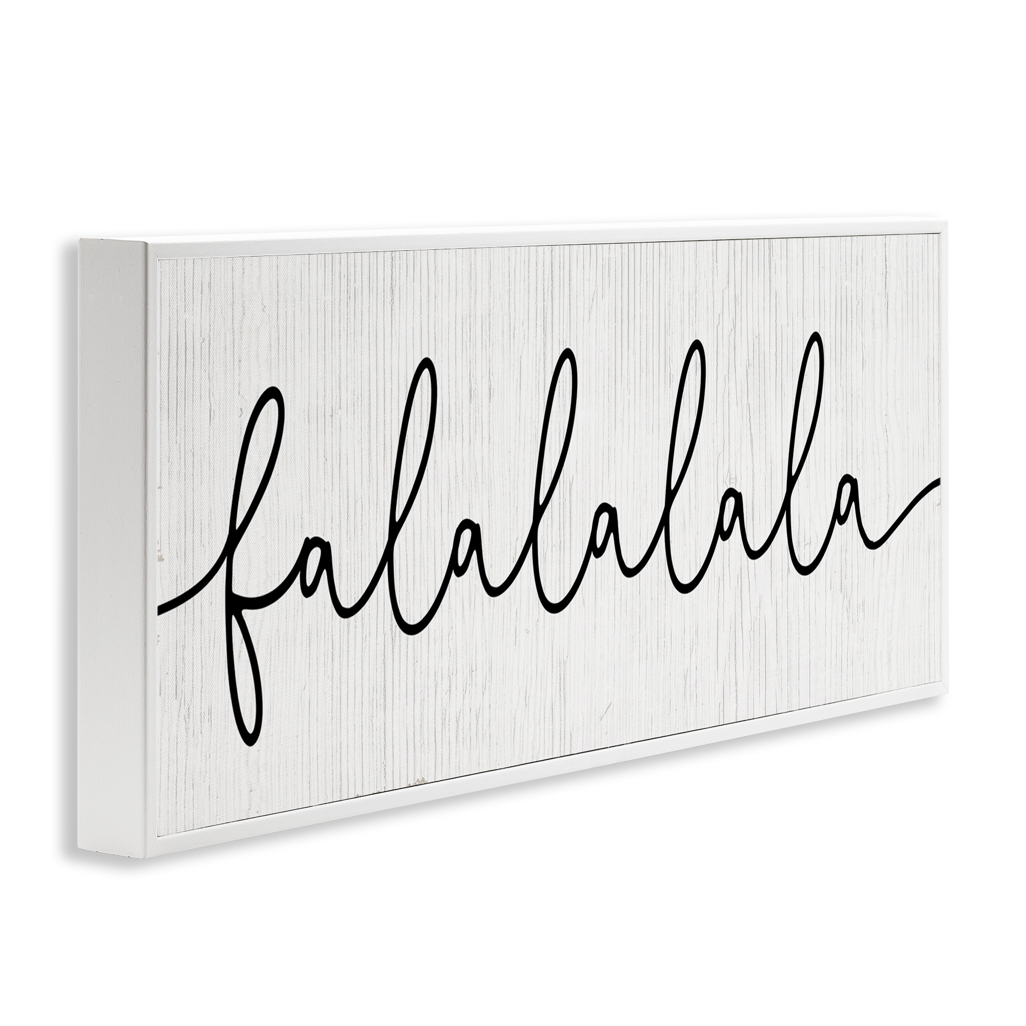 Stupell Industries Falalalala Minimal Holiday Phrase Holiday Painting White Framed Art Print Wall Art, 24 x 10