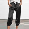 thumbnail image 2 of Womens Fashion Solid Comfortable Casual Slimming Mid Waist Sport Capri Pants Mid Calf Length Dark Gray XXL, 2 of 5