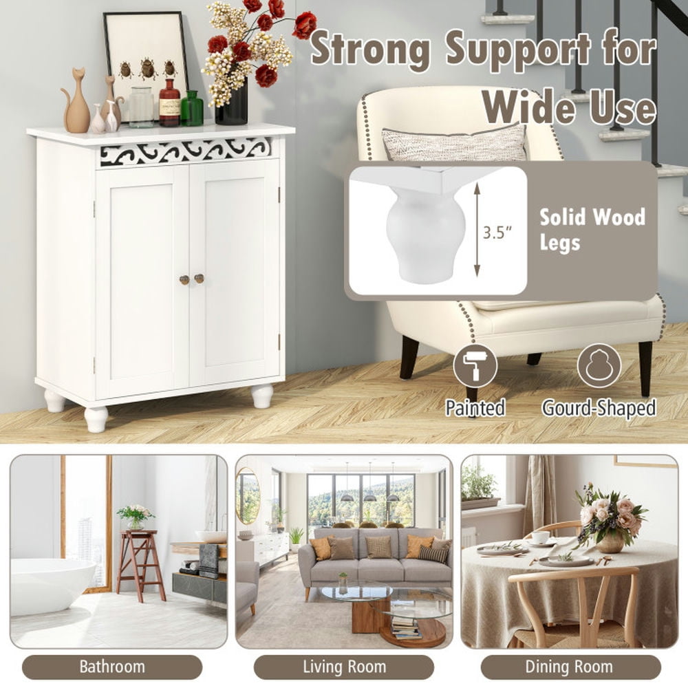 Finihen Bathroom Storage Cabinet, Floor Cabinet, Freestanding Bathroom Cabinet Floor Storage Organizer with Adjustable Shelf and Solid Wood Legs, for Bathroom, Living Room, Bedroom, White Finihen Bathroom Storage Cabinet, Floor Cabinet, Freestanding Bathroom Cabinet Floor Storage Organizer with Adjustable Shelf and Solid Wood Legs, for Bathroom, Living Room, Bedroom, White