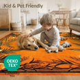 thumbnail image 4 of ODIKA 4'x6' Burnt Orange Cheetah Spotted Border Washable Area Rug Tropical Vine Frame Petal Trail Wild Spot Symmetry Accent for Bedroom, Reading Nook, Pet Friendly & Non-Shedding, 4 of 7