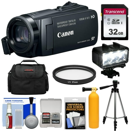 Canon Vixia HF W11 32GB 1080p HD Shock + Waterproof Video Camera Camcorder with 32GB Card + LED Light + Tripod + Case +