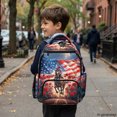 thumbnail image 6 of CHAQLIN Horse Racing Book Bag with American Flag Roses, 17 Inch Waterproof 600D Polyester School Bag for Preschool Elementary Middle School Daily Use, 6 of 10