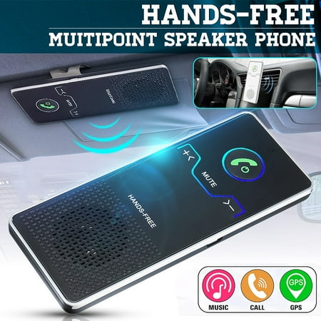 Hands Free Emergency Speakerphone - Wireless bluetooth Handsfree Speakerphone Multipoint Speakerphone Kit Car Sun Visor Hands-free Phone Audio Music Receiver Devices + Car + USB Cable