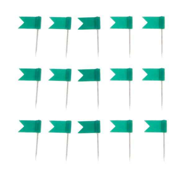 Yetaha 100PCS Flag Push Pins, Travel Map Tacks Assorted Plastic Colorful Thumb Tacks for Bulletin Cork Board World Map Picture Marking Home School Office (Green)