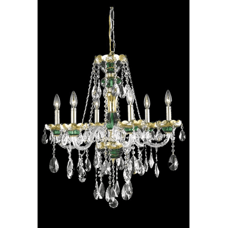 Green Crystal Chandelier - Chandeliers 6 Light With Clear Crystal Royal Cut Green size 24 in 360 Watts - World of Classic