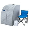 Durasage Lightweight Steam Sauna Spa with 60 Minute Timer and Chair, Silver