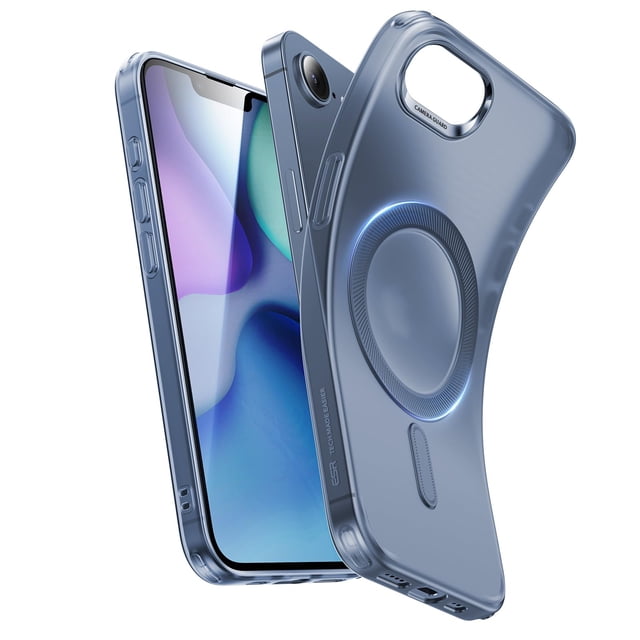 Funda ESR para iPhone 16e HaloLock Zero, transparente, azul esmerilado