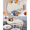 thumbnail image 3 of Round Tablecloth Floral Fall Thanksgiving Elastic Edge Fitted Blue White Orange Boho Pumpkin Linen Plastic Table Cover,Waterproof Oil Proof for Dinner,Outdoor, Picnic, 55"- 60" DIA Tables, 3 of 8