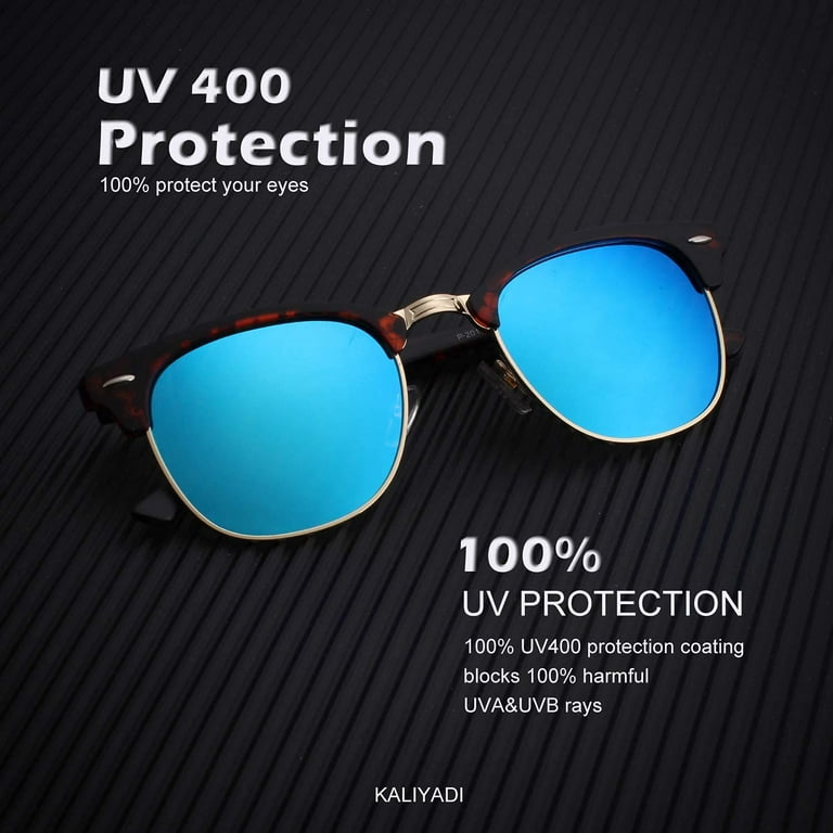 KALIYADI Polarized Sunglasses for Men and Women Semi-Rimless Frame Driving Sun Glasses 100% UV Blocking (2 Pack), adult Unisex, Size: One size, Black