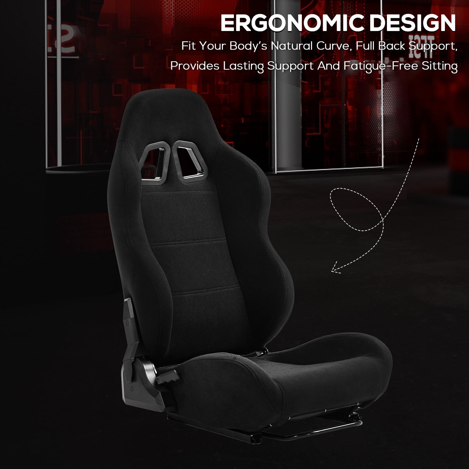 Supllueer Adjustable Gaming Racing Black Seat with Double Locking Slides Fit Most Racing Simulator Cockpit Wheel Stands