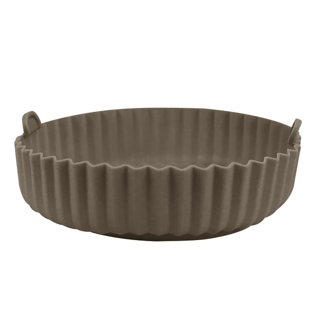 Bewildely Freidora de aire resistente al calor, olla de silicona con revestimiento de mango, bandeja, verduras, pollo, cestas, accesorios, piezas Herramientas y accesorios para hornear gris