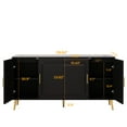 thumbnail image 3 of 59.6" Black Four-door Cabinet. Stylish For Modern Homes. Ample Storage Capacity. Made Of Quality And Plastic . Versatile Room Choices Vintage Cabinet, 59.6". Elegant Exterior Interior Storage. Home, 3 of 6