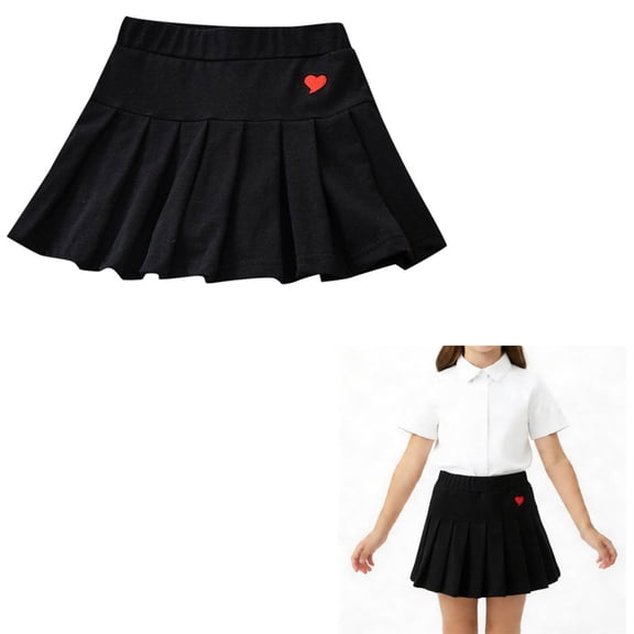 Girls' School Uniform Skirts Adjustable Waist Pleated Skirt with Shorts Underneath Back To School Outfits for Girls Tennis Skirts 1-2 Years