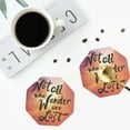 thumbnail image 4 of Yiaed Not All Who Wander Are Lost Print Leather Coasters for Drinks - Cup Coasters Coffee Table Kitchen Table Bar, Home & Office Gifts Handmade Drink Coasters-Octagon, 4 of 6
