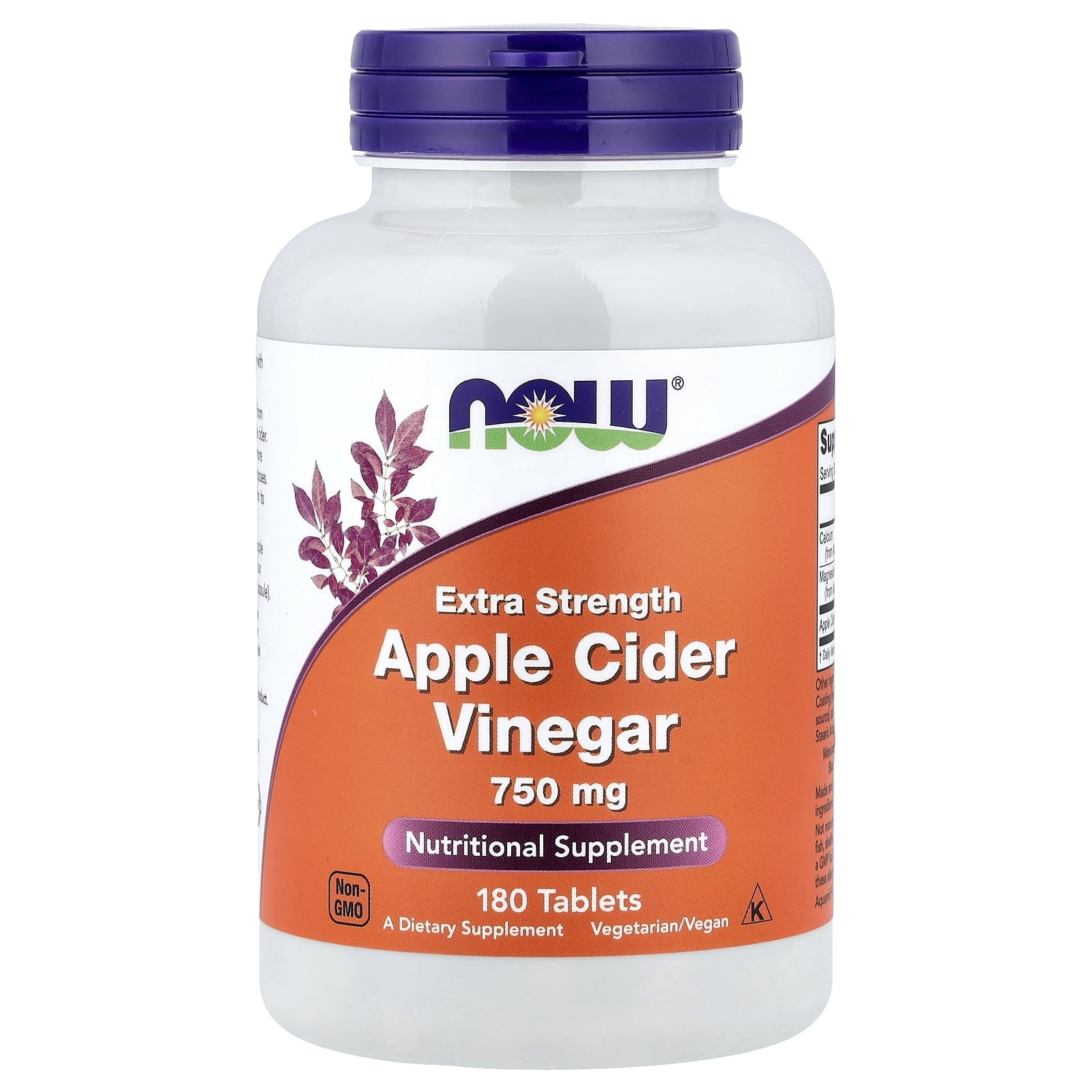 NOW Foods Apple Cider Vinegar, 750 mg, 180 Tablets