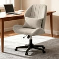 thumbnail image 4 of zzw Cross Legged Office Chair with Wheels, Armless Desk Chair with Wide Seat and Tall Back, Ergonomic Curved Seat for Bedroom, Office & Home, 4 of 8