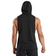thumbnail image 2 of MAWCLOS Mens Hooded Tops Drawstring Sweatshirt Sleeveless Hoodies Regular Fit Gym Solid Color Pullover Top Black 2XL, 2 of 6