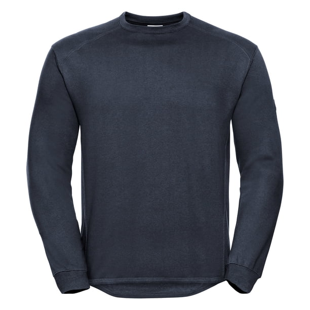 Russell - Sudadera con cuello redondo y mangas Set In Hombre - Ideal para trabajar (Azul marino)
