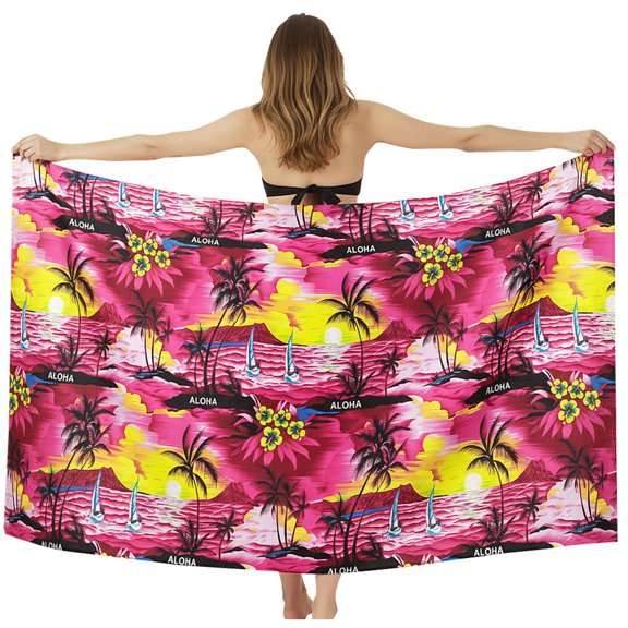 HAPPY BAY Women's Beachwear Sarong Coverups Long Swim Cover ups Bikinis Wraps Vacation Summer Beach Cover-up for Women One Size Pink, Beach