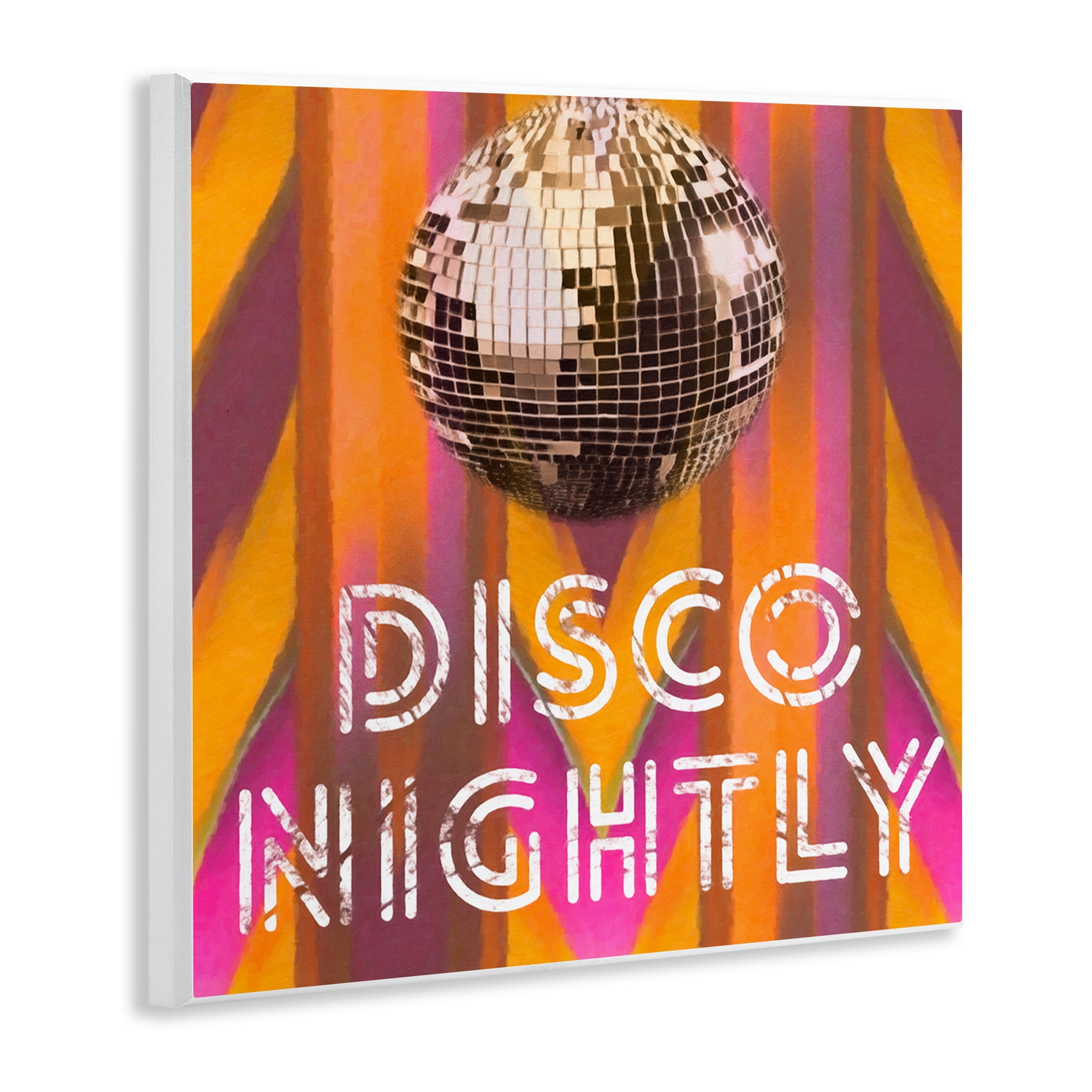 Stupell Industries Disco Nightly Retro Phrase Entertainment Painting Unframed Art Print Wall Art, 12 x 12