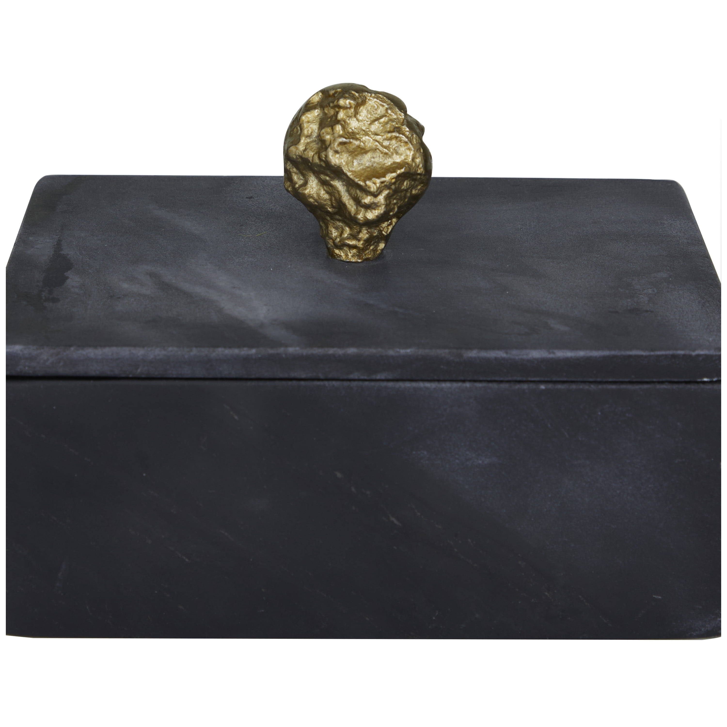 Decmode White Marble Decorative Box with Gold Linear Lines, 3 Count, Size: Small