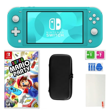 Nintendo Switch Lite in Turquoise with Mario Party and Accessories
