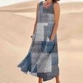 thumbnail image 2 of Birdeem Robes pour Femmes Robe Longue Sans Manches en Coton et Lin à Col Rond Imprimé, 2 of 12