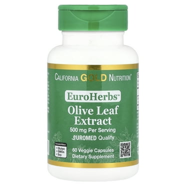California Gold Nutrition EuroHerbs™, Olive Leaf Extract, Euromed Quality, 500 mg, 60 Veggie Capsules
