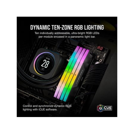 CORSAIR コルセア DDR5-7000MHz デスクトップPC用 VENGEANCE RGB DDR5シリーズ PC5-56000 Intel XMP メモリキット 32GB ブラック 16GB×2枚 CMH32GX5M2X7000C34