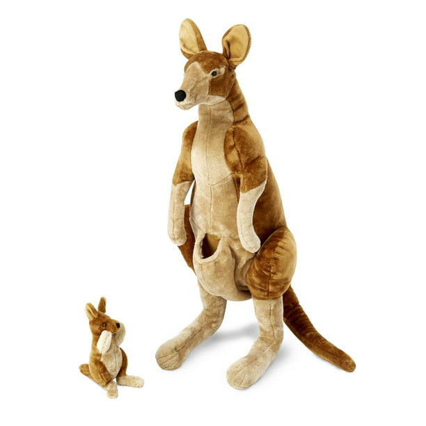 Melissa & Doug Giant Kangaroo and Baby Joey in Pouch - Lifelike Stuffed  Animal (nearly 3 feet tall) 