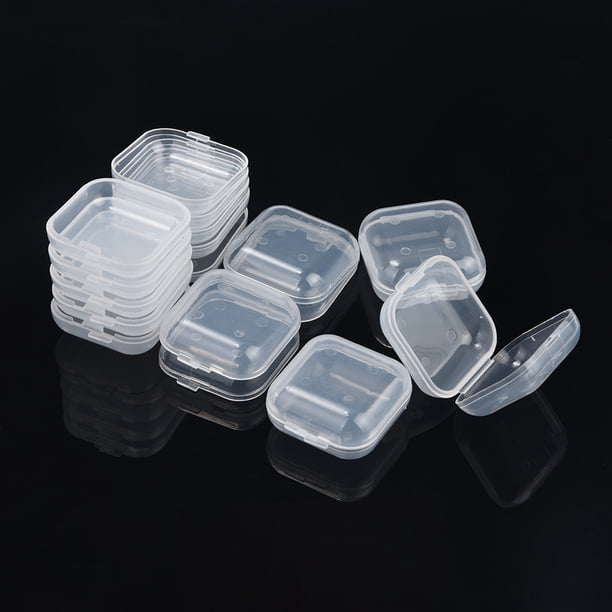 Juego de caja de almacenamiento de joyas transparente portátil | Organizador de concha pequeño | Vitrina de plástico transparente para accesorios | Paquete de 10 | Contenedores compactos de